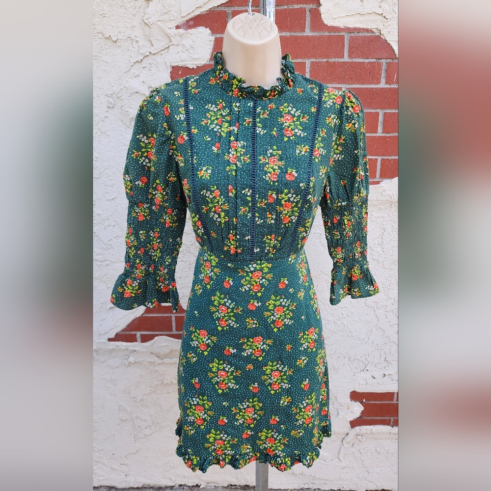 Laura Ashley Green Floral Mini Dress - Picture 4 of 16